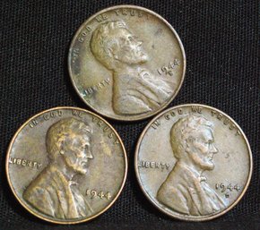 3  Lincoln Wheat Cents 1944  P/S/D   (exc54)