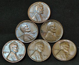 Lot Of 6 1940's Lincoln Wheat Cents P & D Mints (dac74)