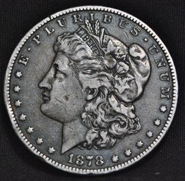 1878-S  Morgan Silver Dollar KEY DATE  VF  Nice Toning  (bcm24)