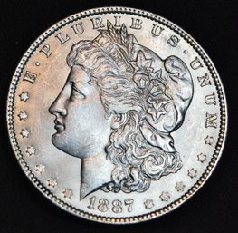 1887  Morgan Silver Dollar BU  SUPER  NICE! Full Chest Feathering (dvr5)