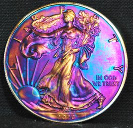 2020 American Silver Eagle Dollar .999 1 Oz RAINBOW! UNCIRC  (brm9)