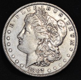 1887  Morgan Silver Dollar  VF Plus Cleaned?  (san53)