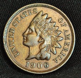 1906 Indian Head Cent FULL LIBERTY Near 4  Diamonds XF  Nice!  (2far5)