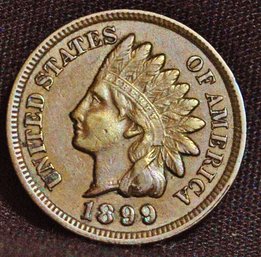 1899  Indian Head Cent FULL LIBERTY 3  Diamonds XF  Super Nice!  (1bcv7)