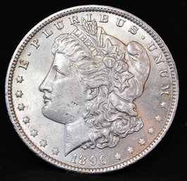 1896 Morgan Silver Dollar BU UNCIRC Good DATE! SUPER! Full Chest Feathering  (swb21)