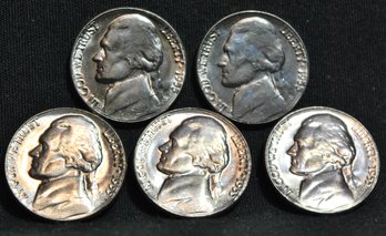 5   1955-P  Jefferson Nickels BU (3cpo5)