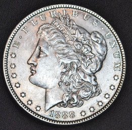 1888 Morgan Silver Dollar BU / AU FULL Chest Feathering SUPER! (dac74)