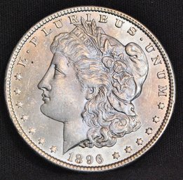 1896  Morgan Silver Dollar BU Full Chest Feathering! Good Date! Super!  (5goa4)