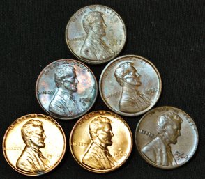 5 Lincoln Cents 1960 To 1981   P/D Mints  VF To Unc (5goa4)
