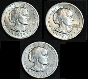 3   1979 P & 1980-D  Susan B Anthony Dollars UNCIRC (ML6cce3)