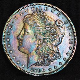 1890 Morgan Silver Dollar Uncirc  AU & RAINBOW (2pdz6)