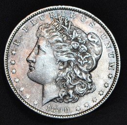 1890  Morgan Silver Dollar AU UNCIRC Full Chest Feathering Nice! (7ccs2)