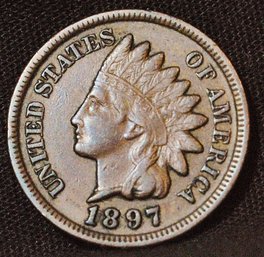1897 Indian Head Cent XF Full Liberty And Diamonds! NICE COIN!  (5cdb6)