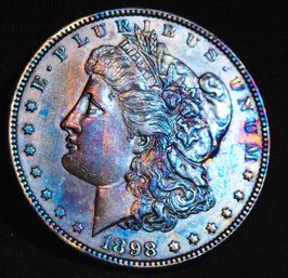 1898  Morgan Silver Dollar SUPER  NICE! RAINBOW TONING  (7ccs2)