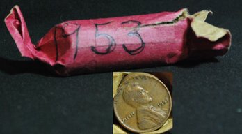 About Half Roll Of Unsearched  1953  Lincoln Cents    (89am)