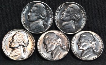 5   1955-D  Jefferson Nickels BU (2chp7)