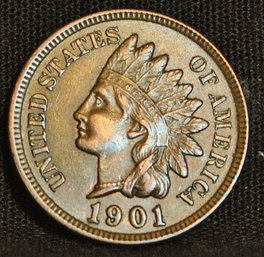 1901 Indian Head Cent / Penny Full Liberty 4 Diamonds  XF  SUPER! (rac2)