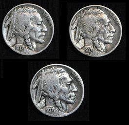 Lot Of 3   1937-D Buffalo Nickels (8rnn3)
