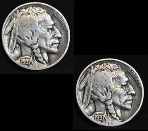 Lot Of 2   1937-D Buffalo Nickels (arc2)