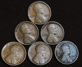 6  Lincoln Cents  1916  (7yar5)
