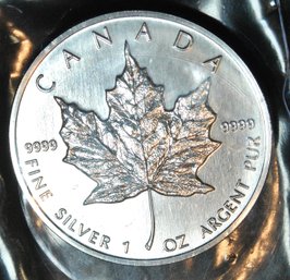 1990 Royal Canadian Mint Silver Maple $5 Dollar.9999 1 Oz  BU SUPER Nice! SEALED  (35mdc)