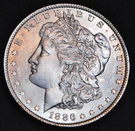 1886 Morgan Silver Dollar BU  SUPER  NICE! Full Chest Feathering Good Date  (apf58)