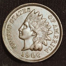 1906 Indian Head Cent / Penny AU Full Sharp Liberty / 4 Sharp Diamonds! SUPER NICE! (cfcc2)