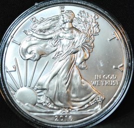 2016 American Silver Eagle Dollar UNCIRC BU In Capsule 1oz .999  NICE  (5ads2)