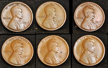 6  EARLY Lincoln Cents  1918-D   1918-S   1917  (adb1)