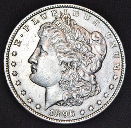 1896 Morgan Silver Dollar  XF  / Almost Uncirc GOOD DATE Full Chest Feathering!   (dgb7)
