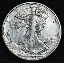 1943-D  Walking Liberty Silver Half Dollar XF Plus  NICE (pcl47)