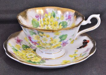 RARE Royal Albert Bone China Floral / Butterflies Tea Cup & Saucer England