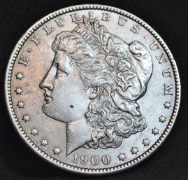 1900  Morgan Silver Dollar AU / XF Plus  SUPER  NICE! Full Chest Feathering  (pha22)