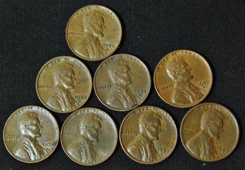 Lot Of 8 1950's Lincoln Wheat Cents ALL 'D' Mints (9abo6)