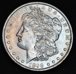 1898 Morgan Silver Dollar  UNCIRC BU FULL CHEST FEATHERING! Great Date   (zas4)