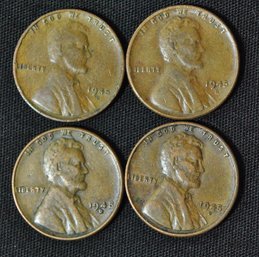 4  Lincoln Wheat Cents 1945-D  1948-D  (apf58)