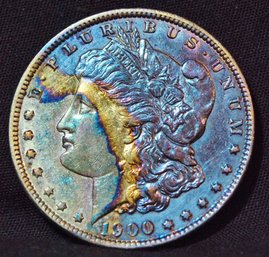1900 Morgan Silver Dollar Great Date UNCIRC / AU SUPERB TONING! Full Chest Feathering (alb42)
