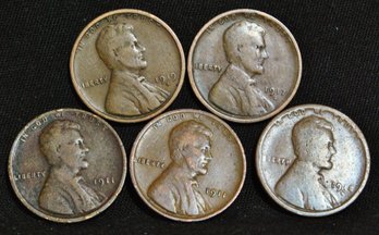 5  Lincoln Cents  1911  1917-S  1918-D  1919-S  (dmc81)