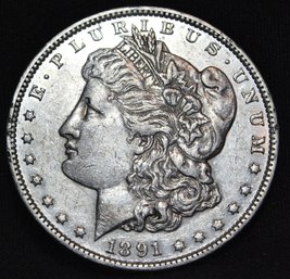 1891  Morgan Silver Dollar VF PLUS  / XF  (3sal1)