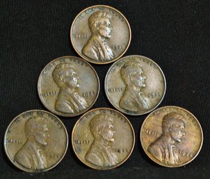 6 1935-P  Lincoln Cents Pennies EARLY DATE! Nice Lot (D)