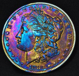1883 Morgan Silver Dollar XF Rainbow Toning!  (try89)