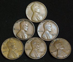 6 1935-P  Lincoln Cents Pennies EARLY DATE! Nice Lot (E)