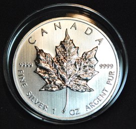 2013  Canada Silver Maple $5 Dollar .9999 1 Oz  BU SUPER Nice!  In Capsule  (3lmn8)