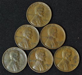 6  Lincoln Wheat Cents 1944-S  NICE!  (2sw51)