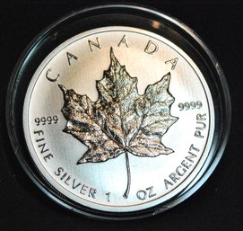 2012  Canada Silver Maple $5 Dollar .9999 1 Oz  BU SUPER Nice!  In Capsule  (agl14)
