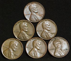 6  Lincoln Cents Pennies 1952 To 1964 P & D  Nice Lot (H)