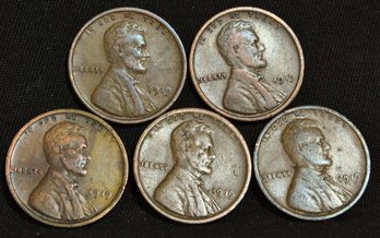5  Lincoln Cents  1919  NICE (ch7)