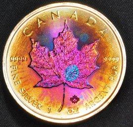 2021 Canada Silver Maple  BU Gorgeous Toning! SUPERB!  1 Oz .999  (7rwa5)