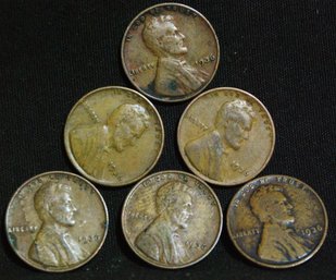 6  1934-P  Lincoln Cents Pennies  Nice Lot (k)