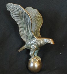 Vintage LG Solid Brass Eagle On Globe Flag Pole / Clock Finial 9'